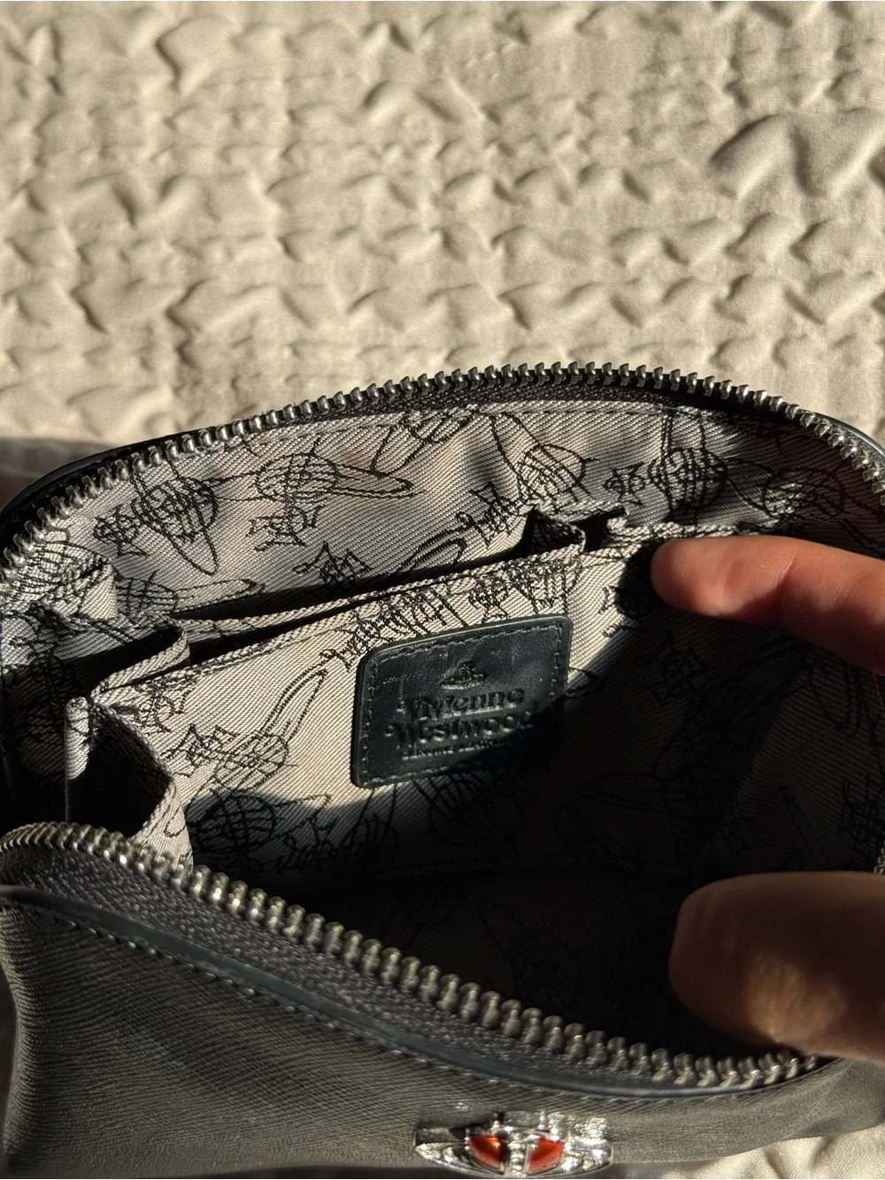 Vivienne Westwood Black Diamante Pouch Genuine Leather